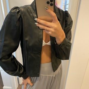 Zara Puff Sleeve Leather Button Down